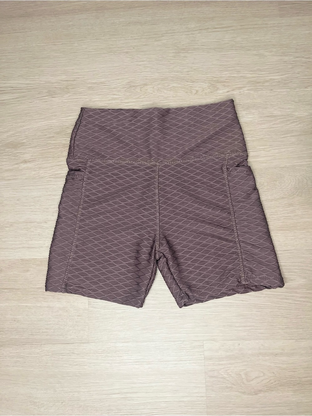 Bella Movement High-Waist Honeycomb Textured Workout Biker Shorts - Mauve